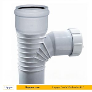 Push-Fit Swept Access Pipe With Threaded Cap Grey