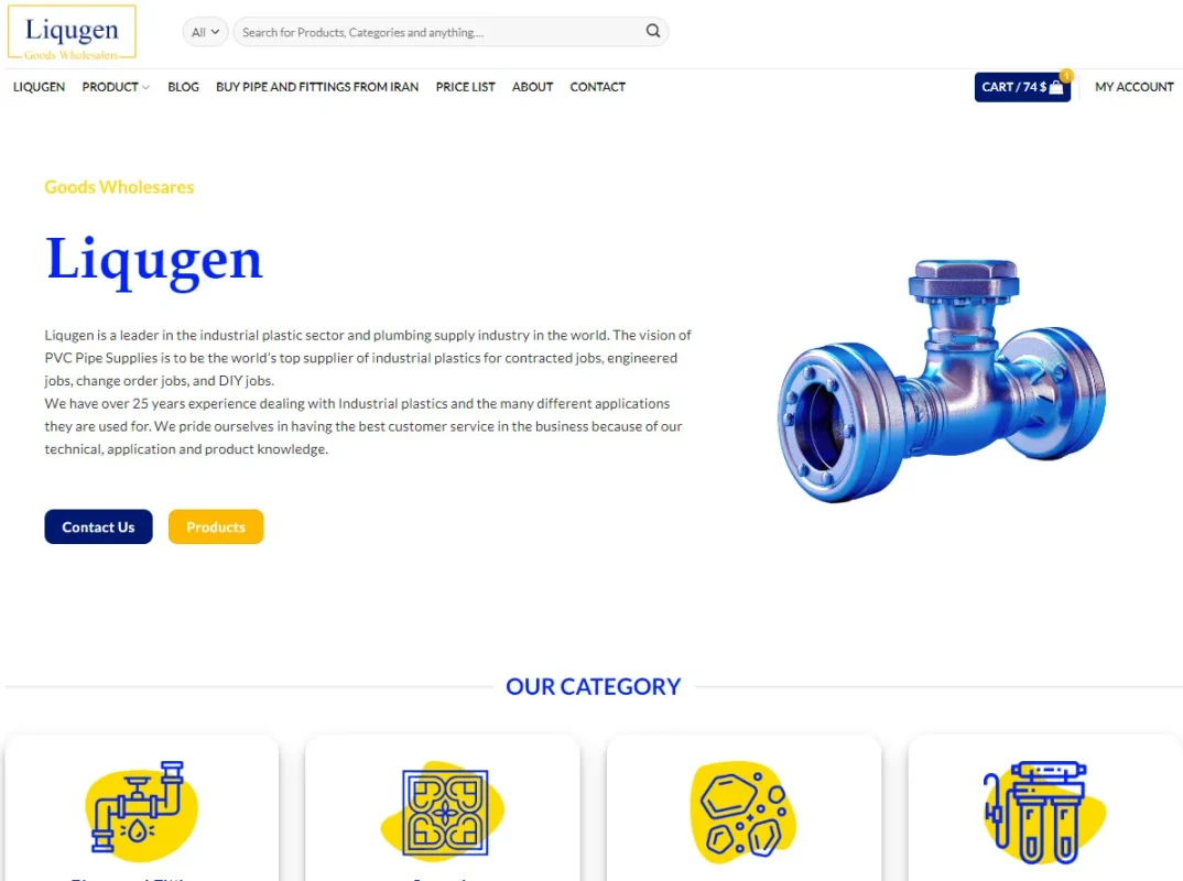 Image of the home page of liqugen website